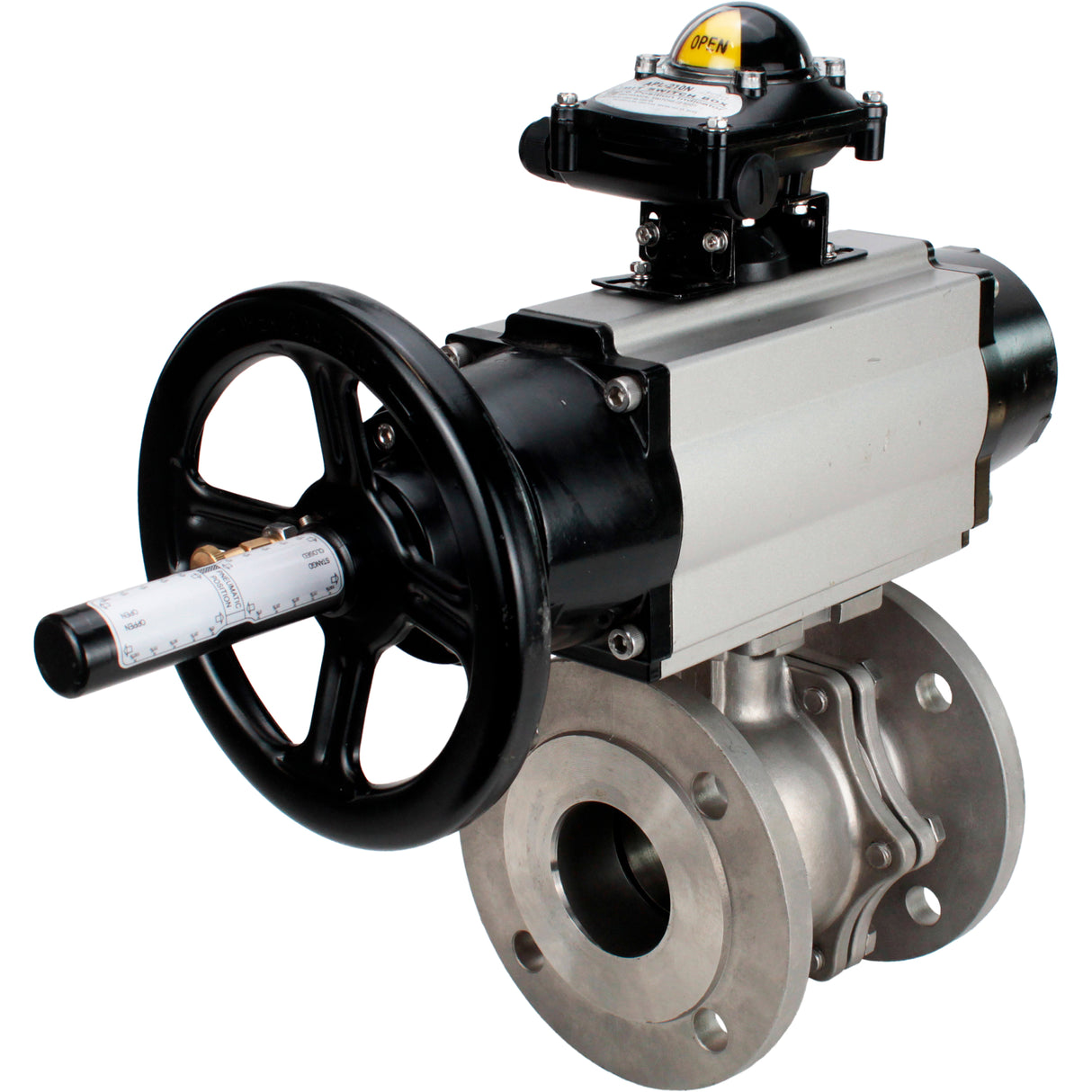 Ball valves Elephant BV3232P(2pc)-FP-F-ISO-H DN80-100 16 bar, full bore flanged, stainless steel SS316, seal - PTFE, with pneumatic actuator PA-DA-105-1 double acting, with pneumatic distributor 4M310-08 220V , with LSU APL-210N