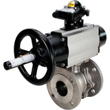 Ball valves Elephant BV3232P(2pc)-FP-F-ISO-H DN80-100 16 bar, full bore flanged, stainless steel SS316, seal - PTFE, with pneumatic actuator PA-DA-105-1 double acting, with pneumatic distributor 4M310-08 220V , with LSU APL-210N