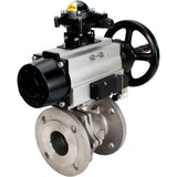 Ball valves Elephant BV3232P(2pc)-FP-F-ISO-H DN80-100 16 bar, full bore flanged, stainless steel SS316, seal - PTFE, with pneumatic actuator PA-DA-105-1 double acting, with pneumatic distributor 4M310-08 220V , with LSU APL-210N