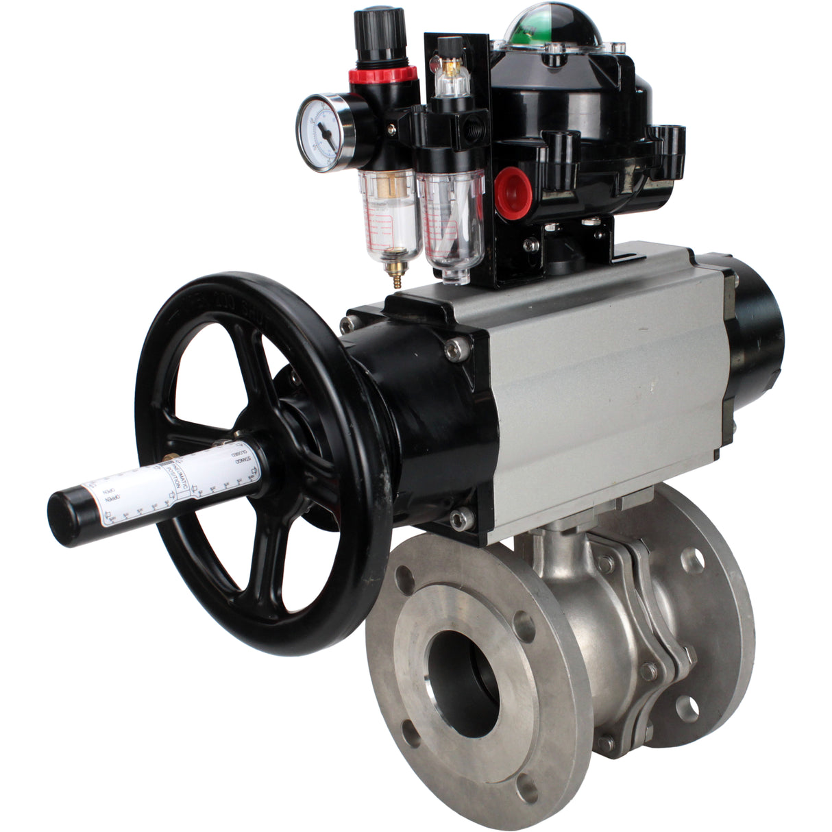 Ball valves Elephant BV3232P(2pc)-FP-F-ISO-H DN80-100 16 bar, full bore flanged, stainless steel SS316, seal - PTFE, with pneumatic actuator PA-DA-105-1 double acting, with pneumatic distributor 4M310-08 24V , with LSU APL-510N EX, with ATU AFC2000