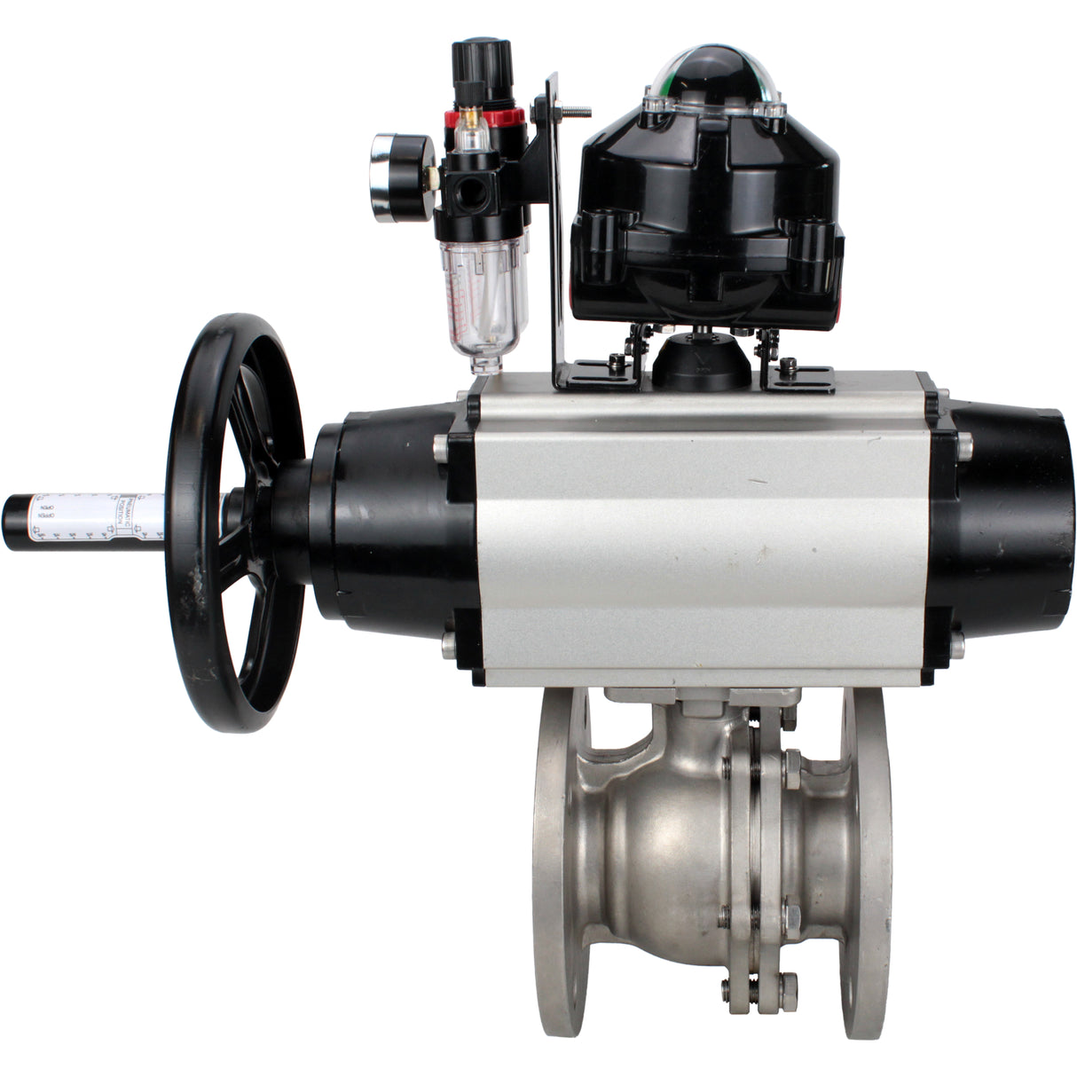 Ball valves Elephant BV3232P(2pc)-FP-F-ISO-H DN80-100 16 bar, full bore flanged, stainless steel SS316, seal - PTFE, with pneumatic actuator PA-DA-105-1 double acting, with pneumatic distributor 4M310-08 24V , with LSU APL-510N EX, with ATU AFC2000