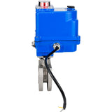 Stainless steel ball valve Elephant BV3232P-FP-Fb 16 bar, body material - stainless steel AISI 316, seal - PTFE, full port, compact flanged, electric actuator Elephant 003 blue 24 V