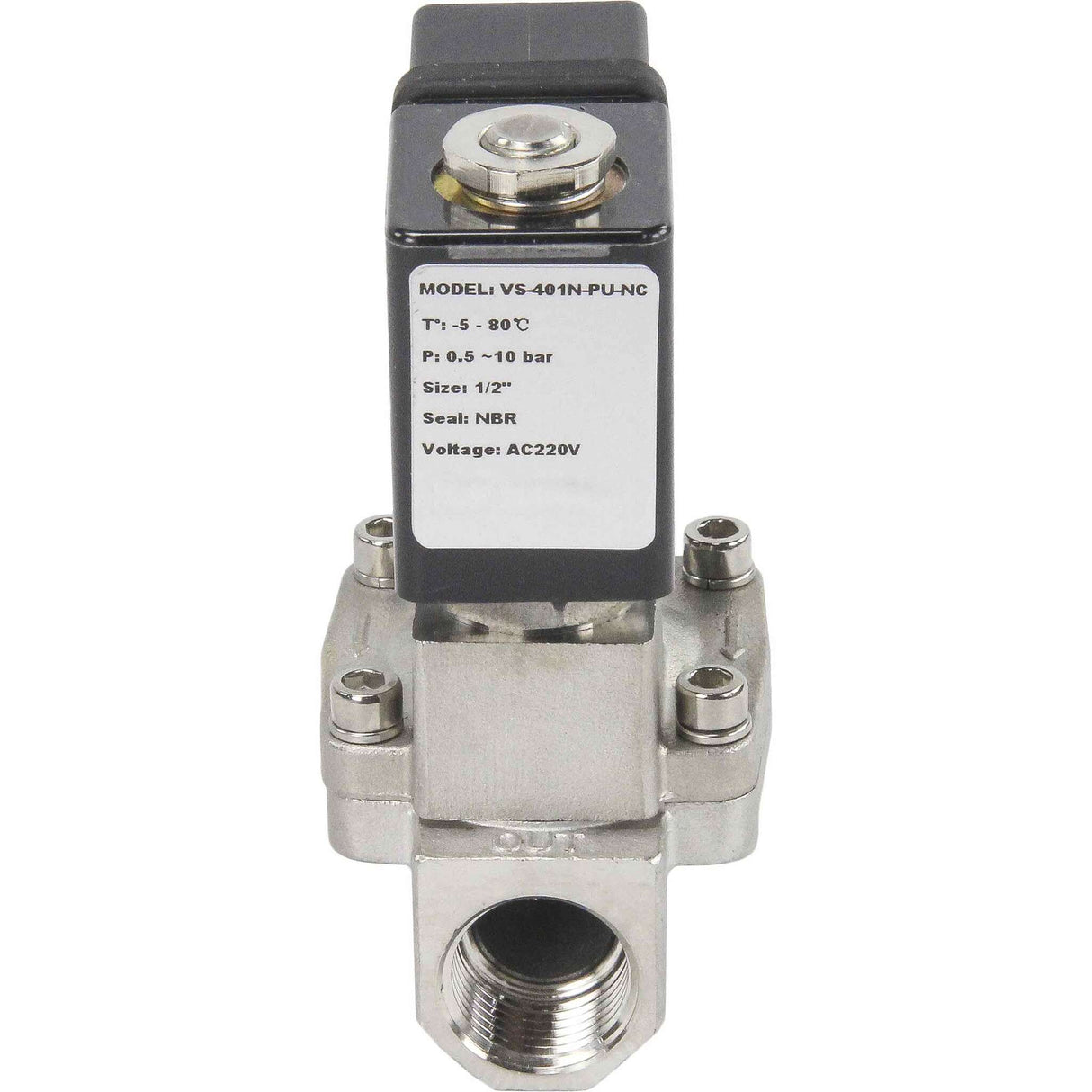 Électrovanne électrique à deux voies à action indirecte normalement fermée Elephant VS2W-401N-PU-NC G NBR 110/220V, matériau du corps - acier inoxydable AISI 304, joint - NBR