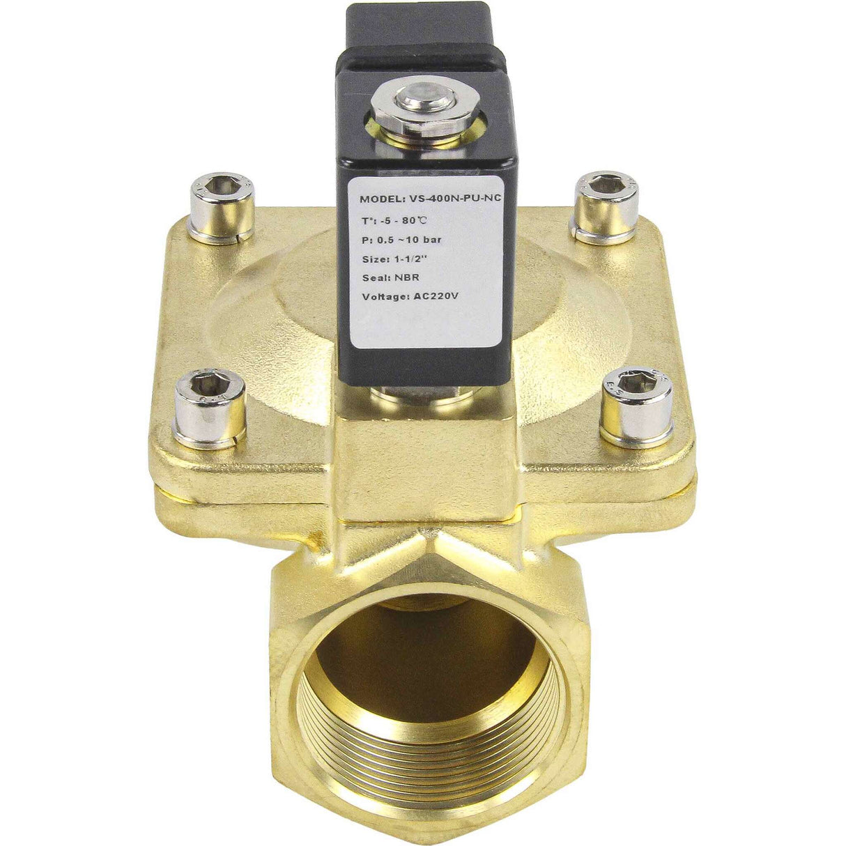 Two way normally closed indirect acting electric solenoid valve Elephant VS2W-400V-PU-NC G VITON 110/220V, body material - brass, seal - Viton