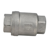 Spring check valve Elephant VCS3232P-T, body material - stainless steel AISI 316, closure element material - stainless steel AISI 316, seal - PTFE