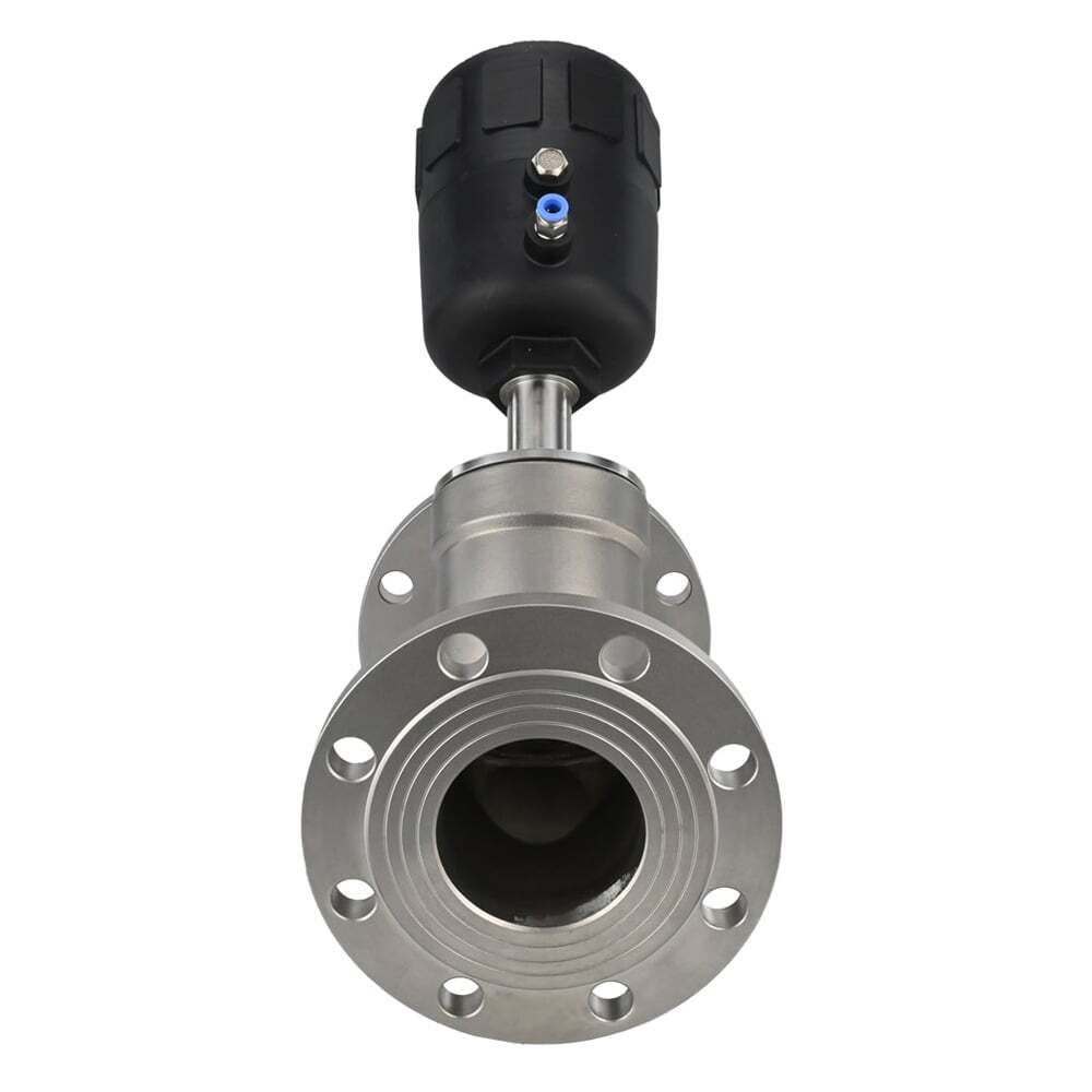 Pneumatic valve Elephant VS324PV-F-1PNC, body material - stainless steel CF8M, flanged, Y-shaped