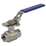 Stainless steel ball valve Elephant BV.T.Fp.316.230-ISO 986 psi, full port, Threaded NPT/BSP connection, with ISO 5211 mounting pad and handle