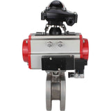 Stainless steel ball valve Elephant BVсFP.316.200 PSI232, full port, compact flanged, pneumatic actuator Elephant DA double acting, pneumatic distributor 4M310-08 24 V, limit switch block APL-410N EX