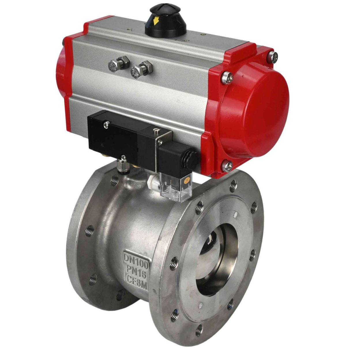 Stainless steel ball valve Elephant kchmfp-elephant-da-4m310-24v, body material - stainless steel AISI 316, ball material - stainless steel AISI 316, seal - PTFE, pneumatic actuator operated