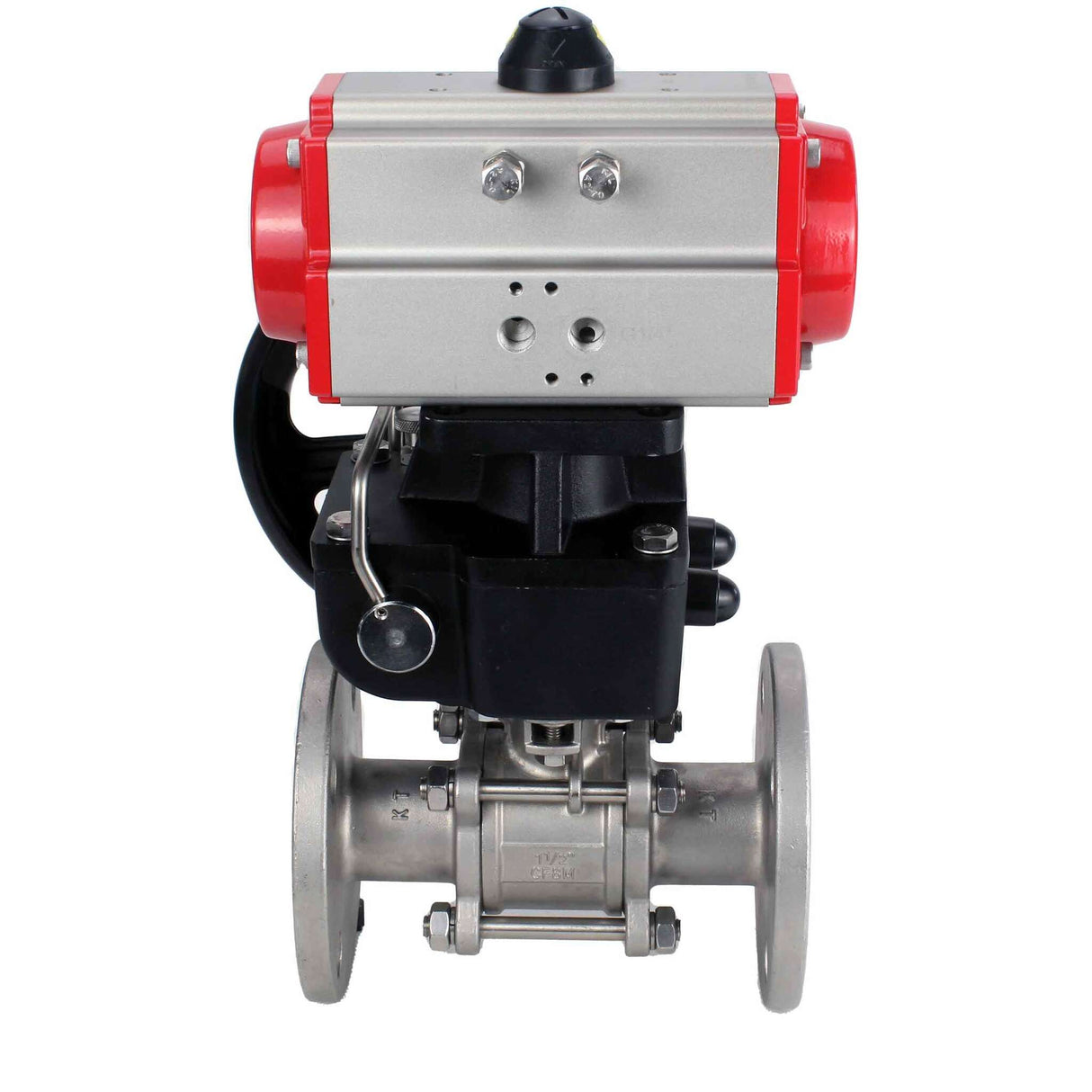 Stainless steel ball valve Elephant ksfpt-304-180-da-hdm, body material - stainless steel AISI 304, ball material - stainless steel AISI 304, seal - PTFE, pneumatic actuator operated