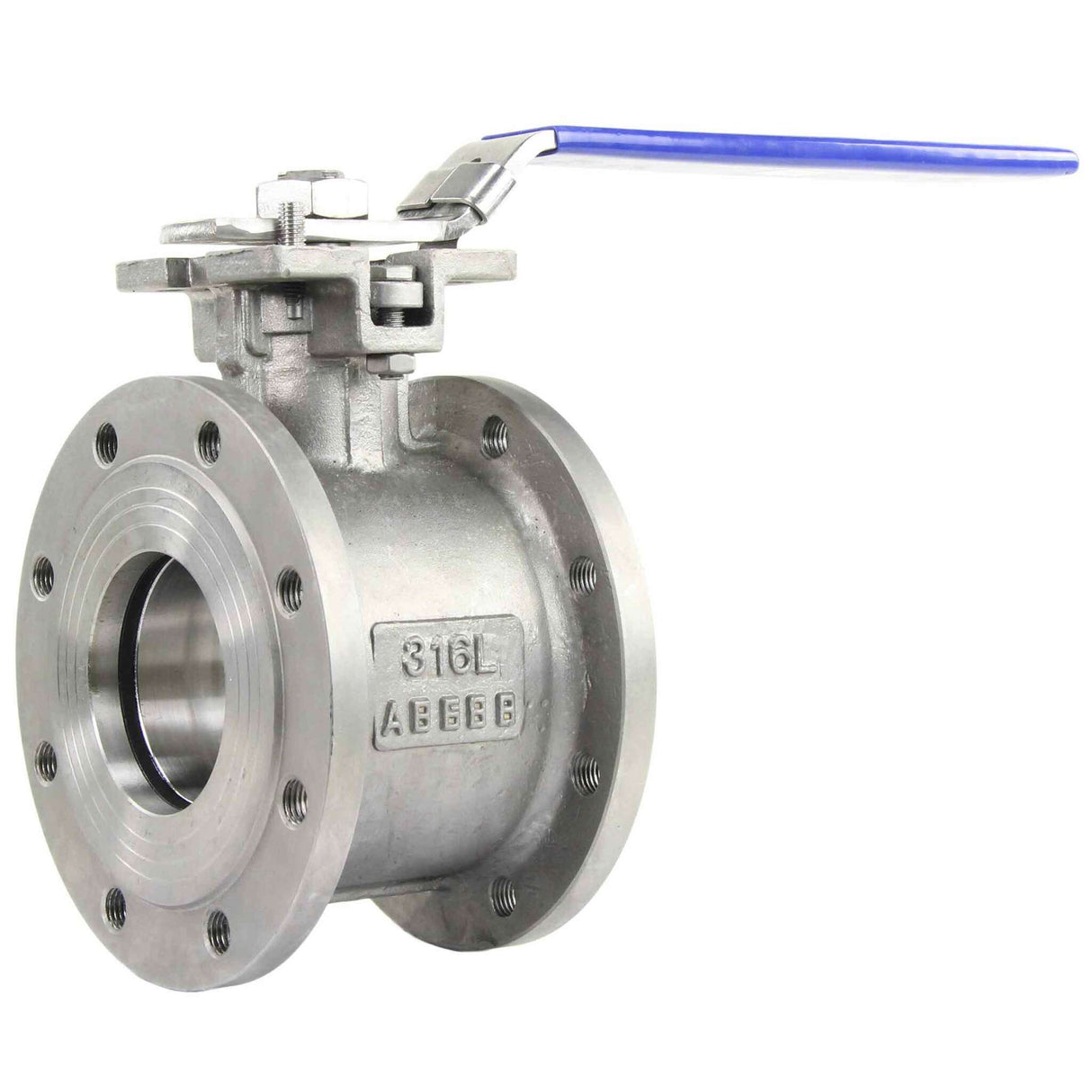 Stainless steel ball valve Elephant BV3232P-FP-Fb-ISO-H PN16, full port, compact flanged connection Class 150, with ISO 5211 mounting pad and handle