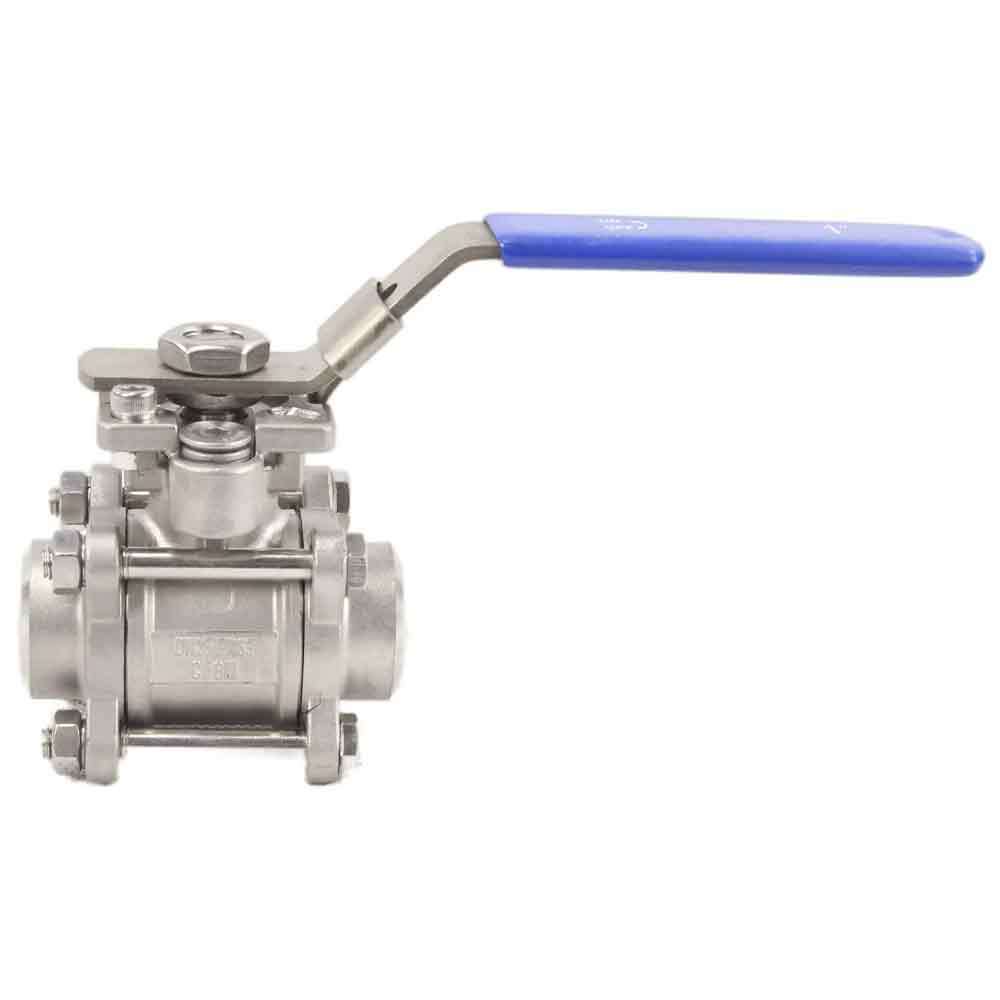 Stainless steel ball valve Elephant BV3232P(3pc)-FP-W-ISO-H full port, for welding, with ISO 5211 mounting pad and handle