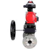 Stainless steel ball valve Elephant ksfpt-304-180-da-4m310-24v-apl210n-hdm, body material - stainless steel AISI 304, ball material - stainless steel AISI 304, seal - PTFE, pneumatic actuator operated