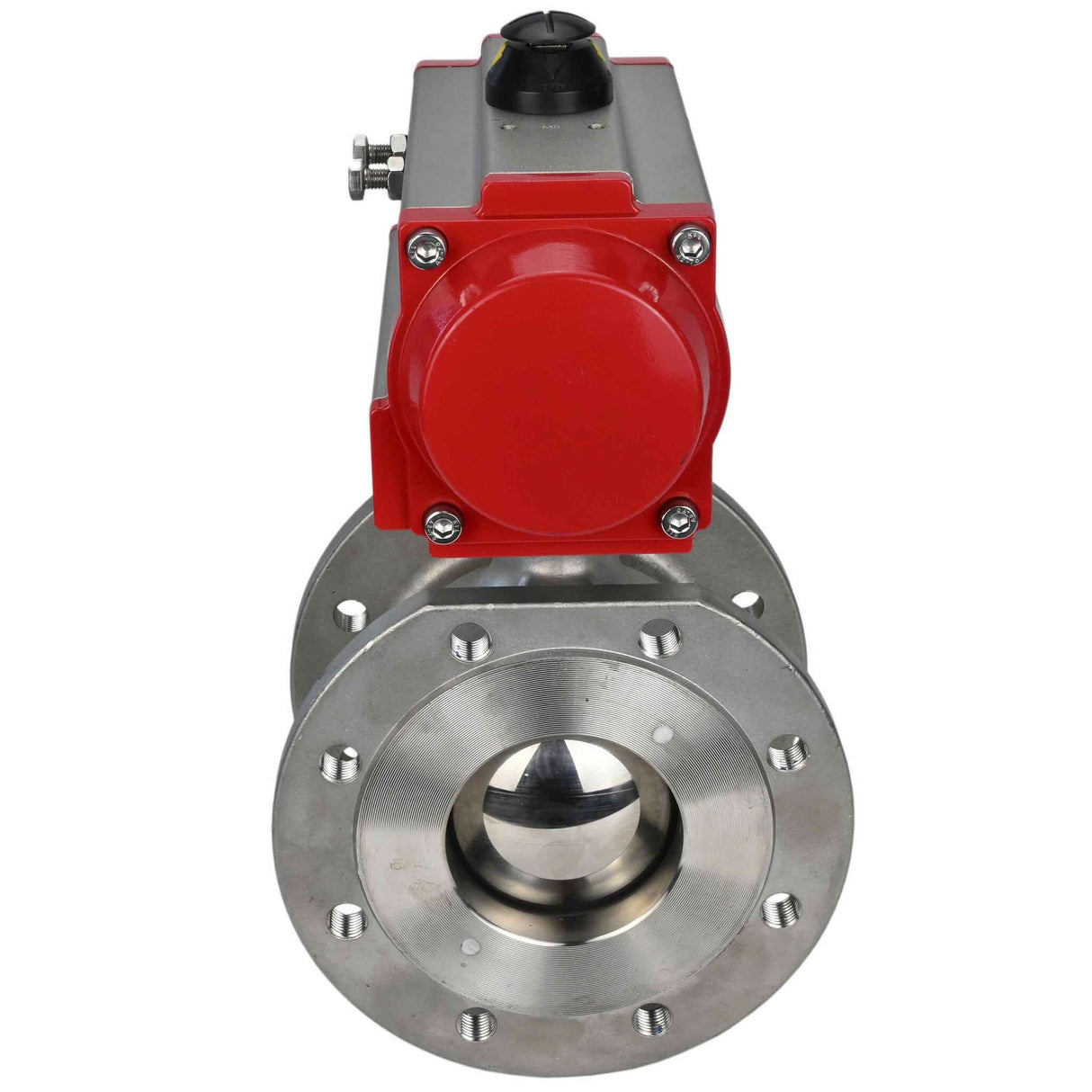 Stainless steel ball valve Elephant BV3232P-FP-Fb 16 bar, body material - stainless steel AISI 316, seal - PTFE, full port, compact flanged, pneumatic actuator Elephant DA double acting