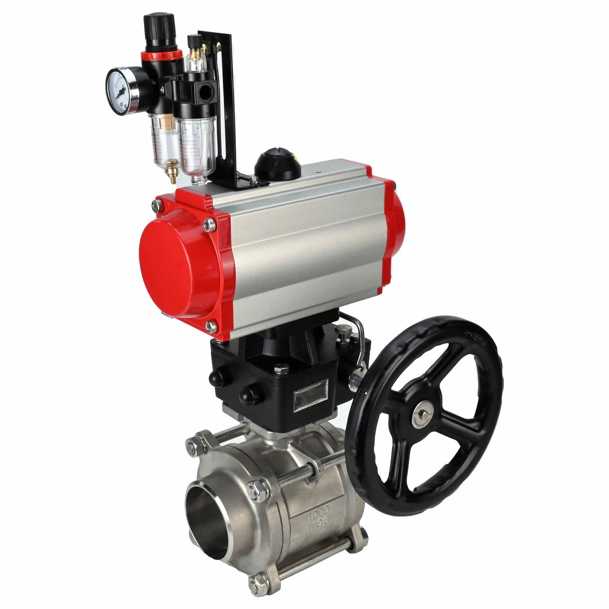 Stainless steel ball valve Elephant kshpp-316200-da-4m310-24-hdm-bpv, body material - stainless steel AISI 316, ball material - stainless steel AISI 316, seal - PTFE, pneumatic actuator operated