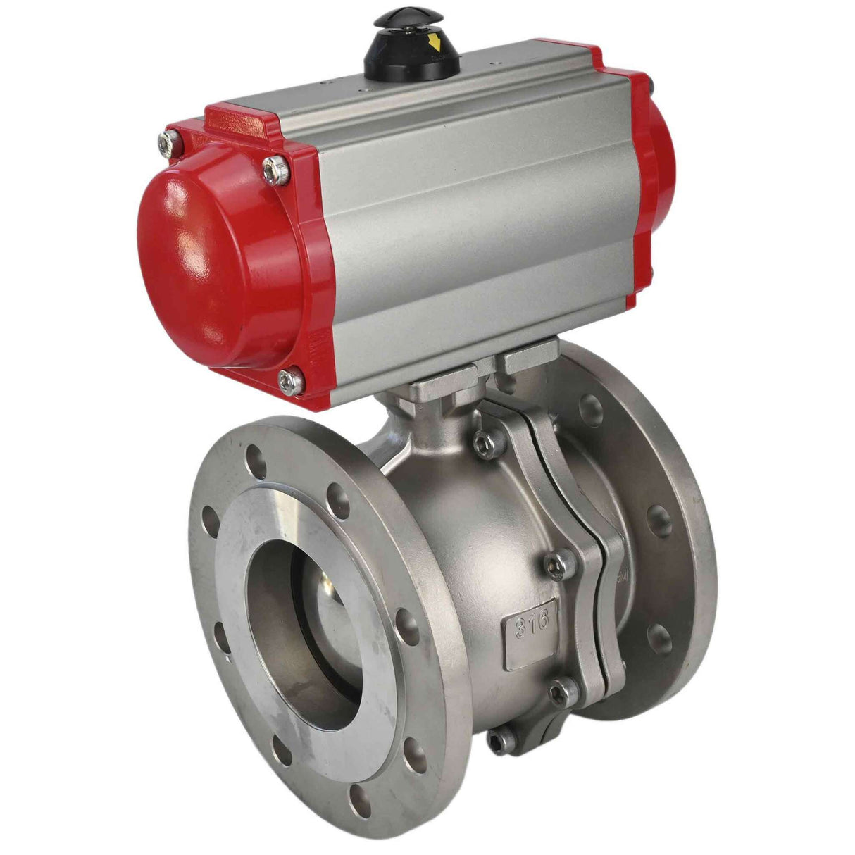 Stainless steel ball valve Elephant kchfp-elephant-da, body material - stainless steel AISI 316, ball material - stainless steel AISI 316, seal - PTFE, pneumatic actuator operated