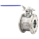 Stainless steel ball valve Elephant BV3232P-FP-Fb-ISO-H PN16, full port, compact flanged connection Class 150, with ISO 5211 mounting pad and handle