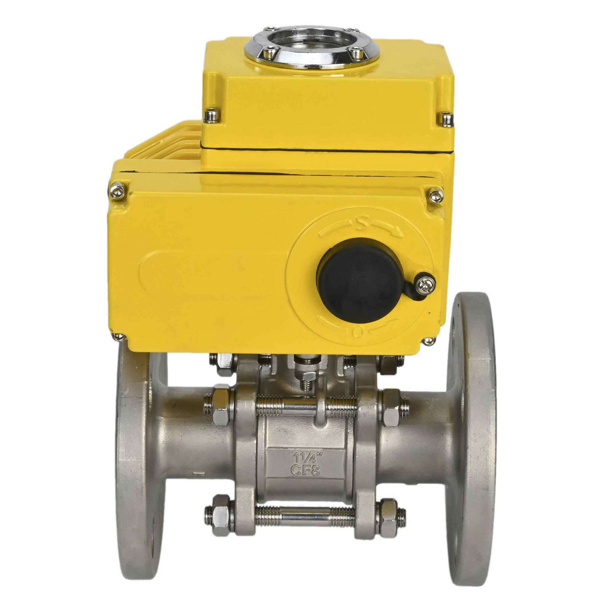 Stainless steel ball valve Elephant ksfpt-304-180-24v, body material - stainless steel AISI 304, ball material - stainless steel AISI 304, seal - PTFE, electric actuator operated