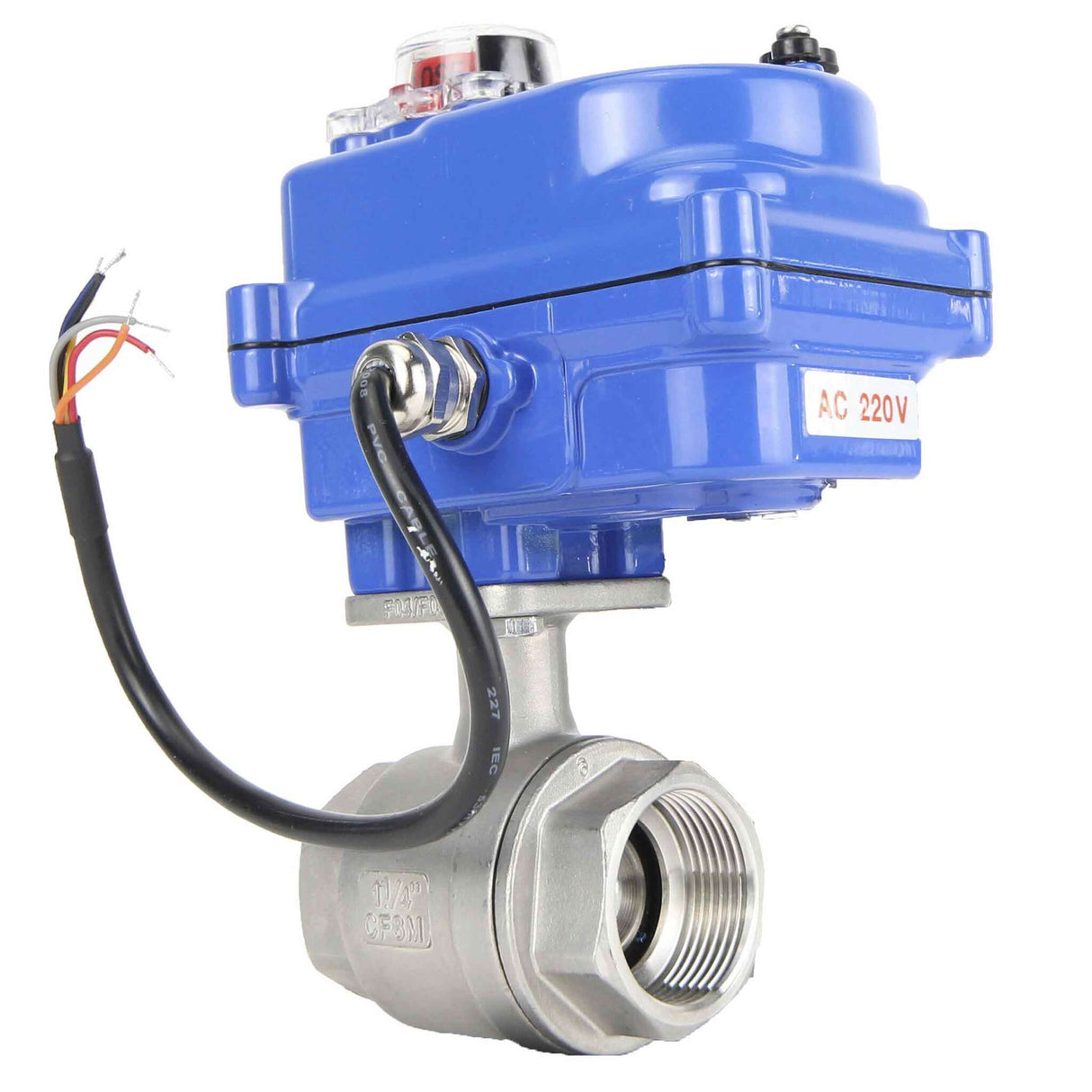 Stainless steel ball valve Elephant BVMP.316.230-ISO PSI914 SS316 threaded, quarter-turn electric actuator Elephant 003 blue 220 V