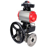 Stainless steel ball valve Elephant ksfpt-316-180-da-4m310-24v-apl210n-hdm, body material - stainless steel AISI 316, ball material - stainless steel AISI 316, seal - PTFE, pneumatic actuator operated