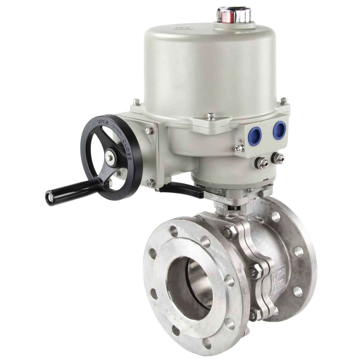 Stainless steel ball valve Elephant BVFP.316.200 full port, flanged, explosion-proof electric actuator GZ-OFV 24 V