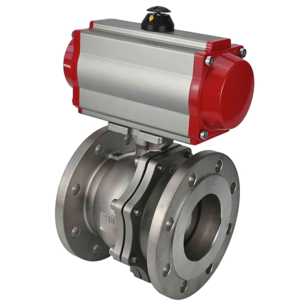 Stainless steel ball valve Elephant kchfp-elephant-da, body material - stainless steel AISI 316, ball material - stainless steel AISI 316, seal - PTFE, pneumatic actuator operated