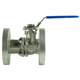 Stainless steel ball valve Elephant BV3232P(2pc)-FP-F-ISO-H full port, flanged connection Class 150/300, with ISO 5211 mounting pad and handle