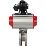 Stainless steel ball valve Elephant BVсFP.316.200 PSI232, full port, compact flanged, pneumatic actuator Elephant DA double acting, pneumatic distributor 4M310-08 220 V, limit switch block APL-410N EX