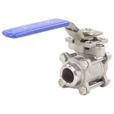 Stainless steel ball valve Elephant BV3232P(3pc)-FP-W-ISO-H full port, for welding, with ISO 5211 mounting pad and handle