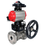 Stainless steel ball valve Elephant ksfpt-316-180-da-4m310-24v-apl210n-hdm, body material - stainless steel AISI 316, ball material - stainless steel AISI 316, seal - PTFE, pneumatic actuator operated