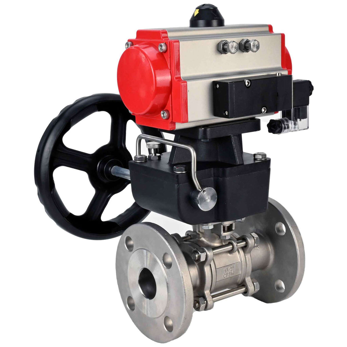 Stainless steel ball valve Elephant ksfpt-304-180-sa-4m310-110/220v-hdm, body material - stainless steel AISI 304, ball material - stainless steel AISI 304, seal - PTFE, pneumatic actuator operated