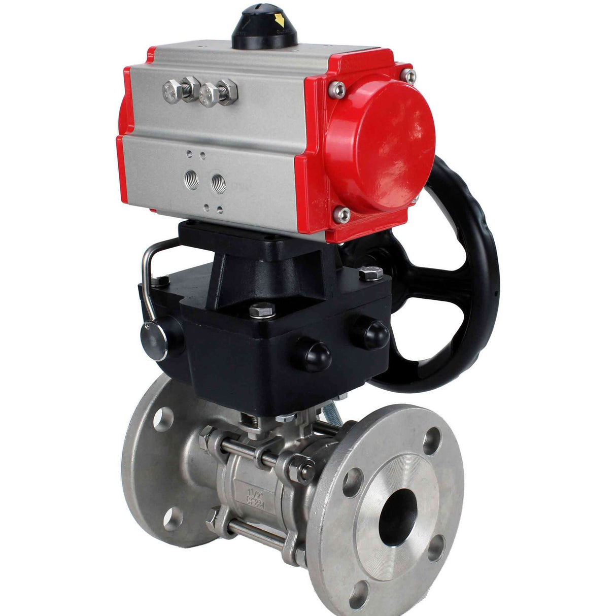 Stainless steel ball valve Elephant ksfpt-316-180-da-hdm, body material - stainless steel AISI 316, ball material - stainless steel AISI 316, seal - PTFE, pneumatic actuator operated