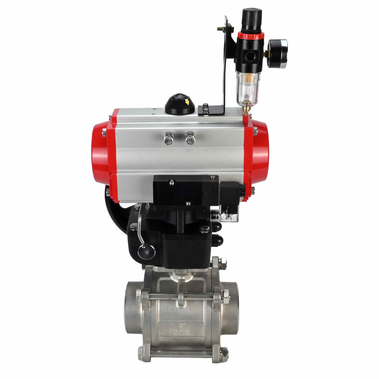 Stainless steel ball valve Elephant kshpp-316200-da-4m310-24-hdm-bpv, body material - stainless steel AISI 316, ball material - stainless steel AISI 316, seal - PTFE, pneumatic actuator operated