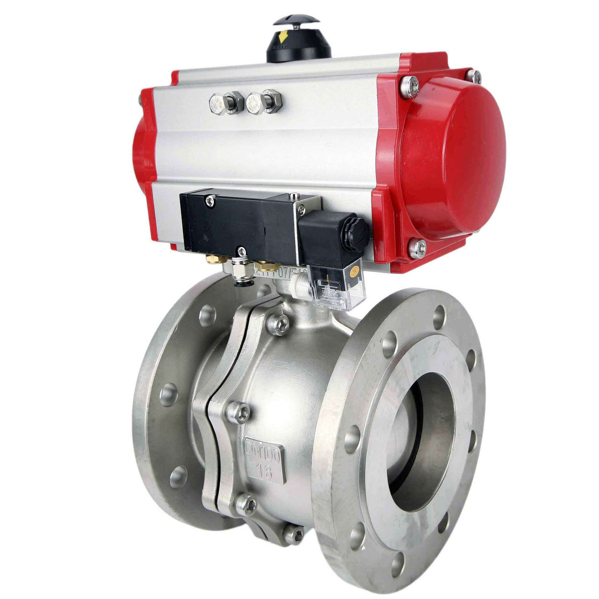 Stainless steel ball valve Elephant kchfp-elephant-sa-4m310-24v, body material - stainless steel AISI 316, ball material - stainless steel AISI 316, seal - PTFE, pneumatic actuator operated