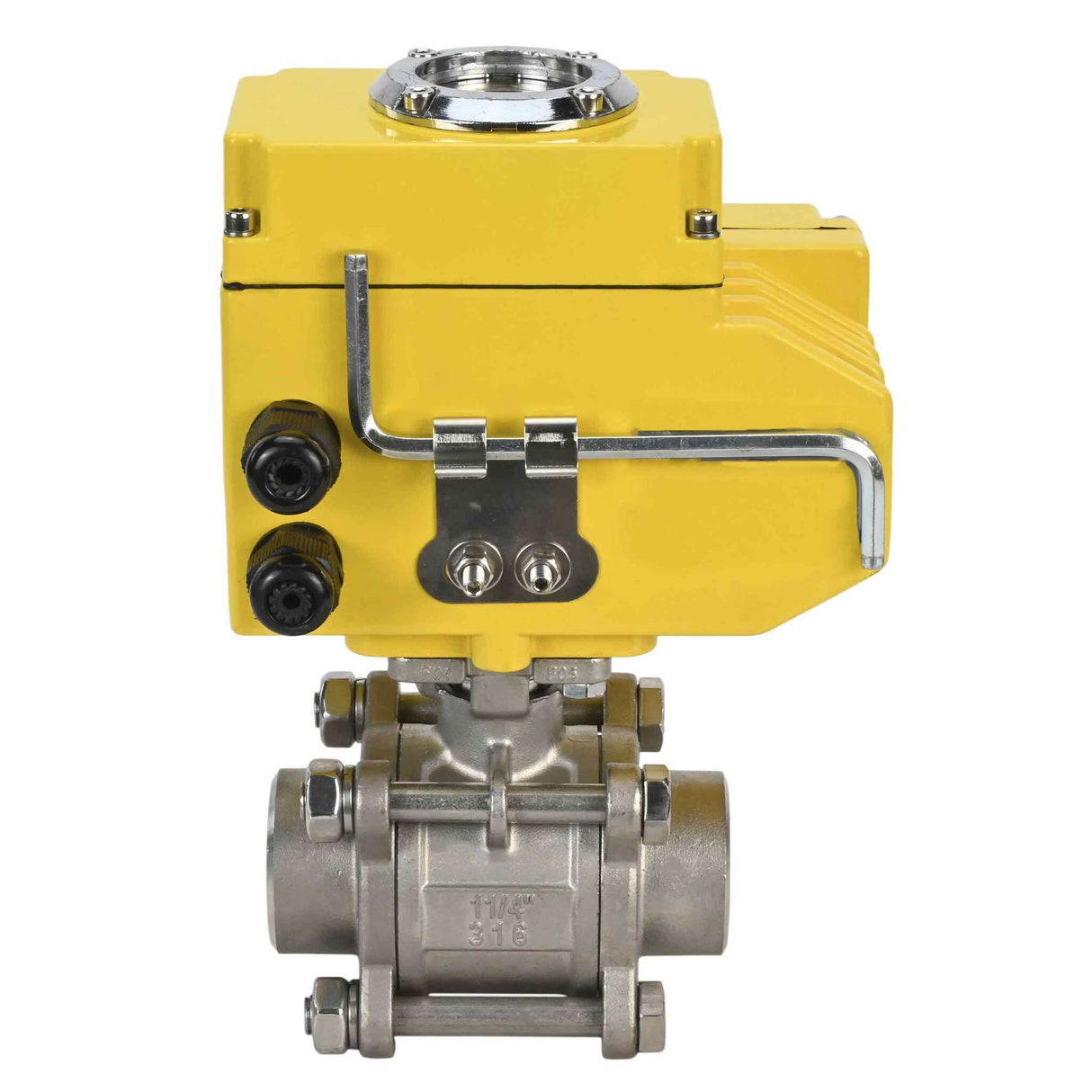 Stainless steel ball valve Elephant kshpp-316200-elephant-380v, body material - stainless steel AISI 316, ball material - stainless steel AISI 316, seal - PTFE, electric actuator operated