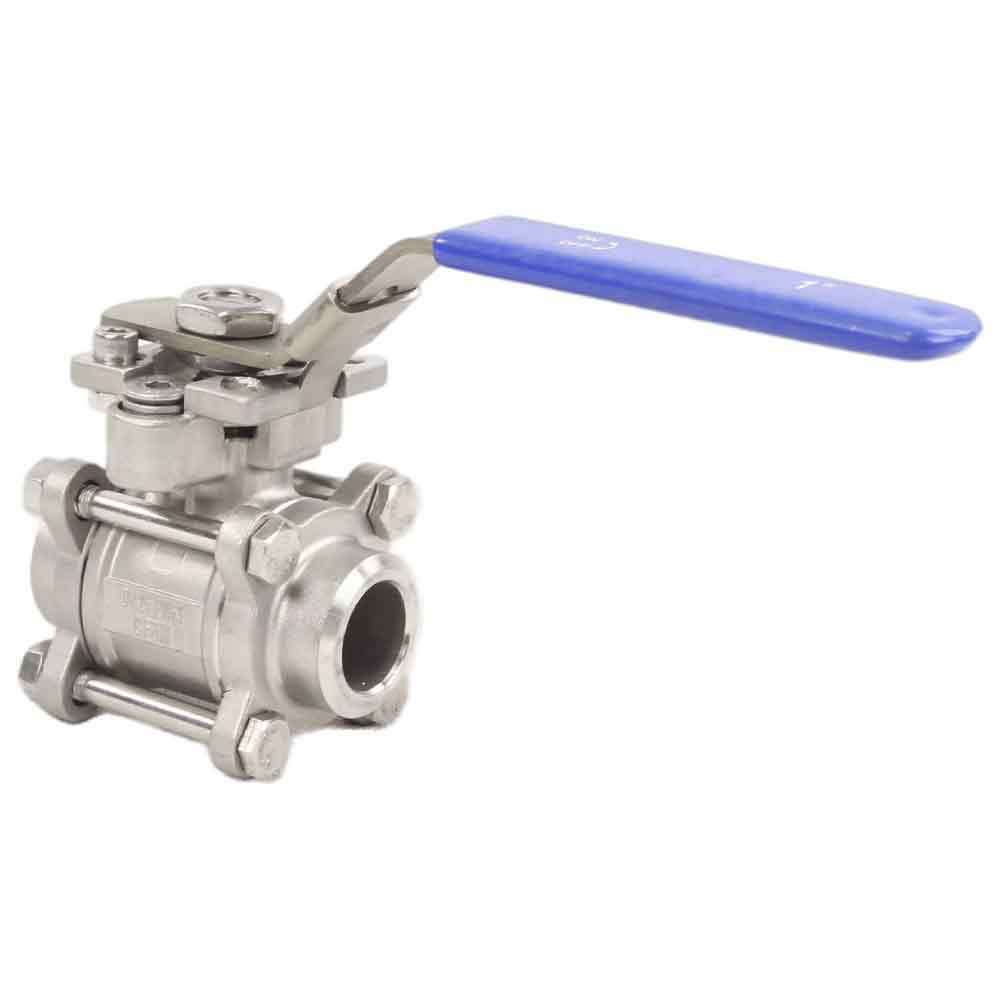 Stainless steel ball valve Elephant BV.W.Fp.316.200 986 psi, full port, for welding, with ISO 5211 mounting pad and handle