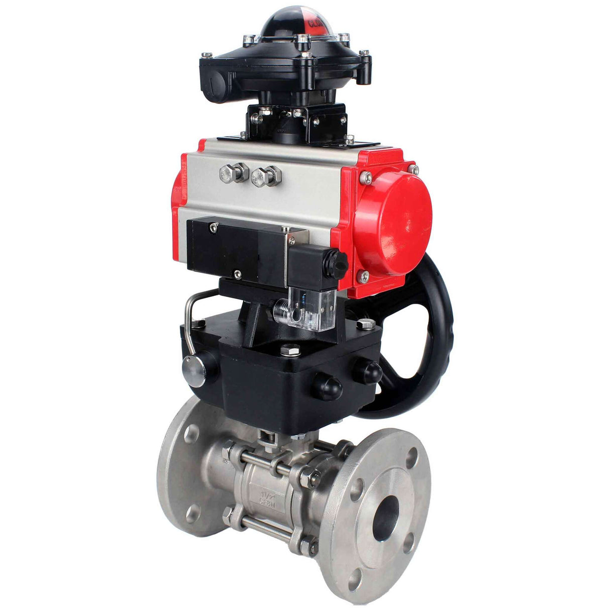 Stainless steel ball valve Elephant ksfpt-316-180-da-4m310-24v-apl210n-hdm, body material - stainless steel AISI 316, ball material - stainless steel AISI 316, seal - PTFE, pneumatic actuator operated