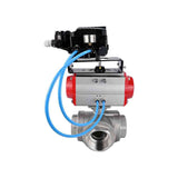 Stainless steel ball valve Elephant 3h-t-rpss316200mm-iso-pnevpr-da-epp-boz, body material - stainless steel AISI 316, ball material - stainless steel AISI 316, seal - PTFE, pneumatic actuator operated