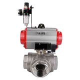 Stainless steel ball valve Elephant 3h-t-rpss316200mm-iso-pnevpr-sa-rasp-110/220v-bpv, body material - stainless steel AISI 316, ball material - stainless steel AISI 316, seal - PTFE, pneumatic actuator operated