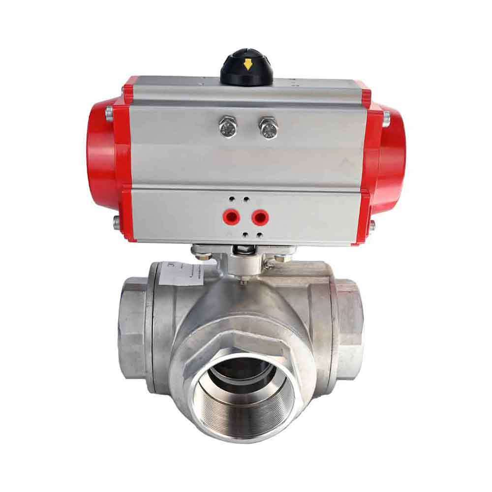 Stainless steel ball valve Elephant 3h-t-rpss316200mm-iso-pnevpr-sa, body material - stainless steel AISI 316, ball material - stainless steel AISI 316, seal - PTFE, pneumatic actuator operated