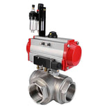 Stainless steel ball valve Elephant 3h-t-rpss316200mm-iso-pnevpr-sa-rasp-110/220v-bpv, body material - stainless steel AISI 316, ball material - stainless steel AISI 316, seal - PTFE, pneumatic actuator operated