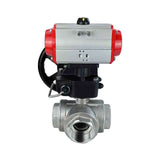 Stainless steel ball valve Elephant 3h-t-rpss316200mm-iso-pnevpr-da-hdm, body material - stainless steel AISI 316, ball material - stainless steel AISI 316, seal - PTFE, pneumatic actuator operated