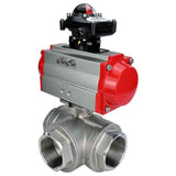 Stainless steel ball valve Elephant 3h-l-rpss316200mm-iso-pnevpr-sa-bkv, body material - stainless steel AISI 316, ball material - stainless steel AISI 316, seal - PTFE, pneumatic actuator operated