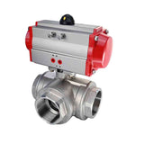 Stainless steel ball valve Elephant 3h-t-rpss316200mm-iso-pnevpr-sa, body material - stainless steel AISI 316, ball material - stainless steel AISI 316, seal - PTFE, pneumatic actuator operated