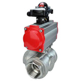 Stainless steel ball valve Elephant 3h-t-rpss316200mm-iso-pnevpr-sa-bkv, body material - stainless steel AISI 316, ball material - stainless steel AISI 316, seal - PTFE, pneumatic actuator operated