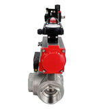 Stainless steel ball valve Elephant 3h-t-rpss316200mm-iso-pnevpr-da-rasp-110/220v-bkv-bpv, body material - stainless steel AISI 316, ball material - stainless steel AISI 316, seal - PTFE, pneumatic actuator operated