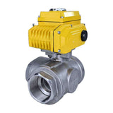 Stainless steel ball valve Elephant RP.SS316.200.MM.ISO 914 PSI threaded, standard port, three way, L-type, body material - stainless steel AISI 316, with quater-turn electric actuator Elephant QT-W (M) 380V