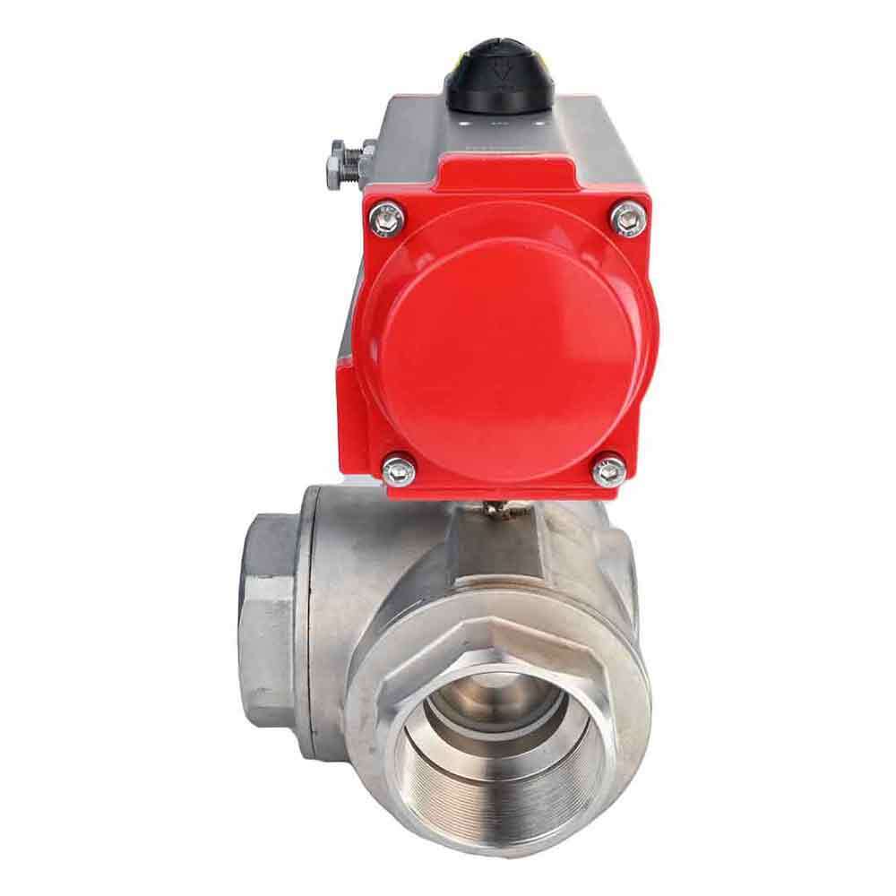 Stainless steel ball valve Elephant 3h-t-rpss316200mm-iso-pnevpr-sa, body material - stainless steel AISI 316, ball material - stainless steel AISI 316, seal - PTFE, pneumatic actuator operated