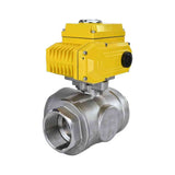 Stainless steel ball valve Elephant RP.SS316.200.MM.ISO 914 PSI threaded, standard port, three way, T-type, body material - stainless steel AISI 316, with quater-turn electric actuator Elephant QT-W (M) 220V