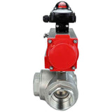 Stainless steel ball valve Elephant 3h-t-rpss316200mm-iso-pnevpr-da-bkv, body material - stainless steel AISI 316, ball material - stainless steel AISI 316, seal - PTFE, pneumatic actuator operated